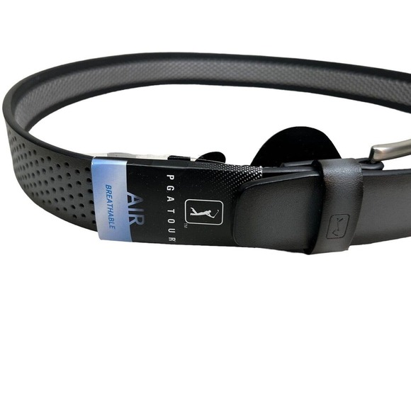 PGA Tour Belt Men Faux Leather Perforated Breathable Padded Strap Gray Black 32‎ - Picture 2 of 5